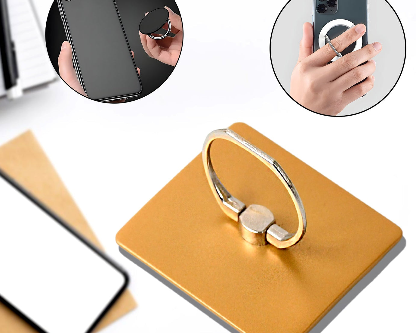 Mobile Phone Finger Stand, 360°Rotation Phone Ring Stand Holder, Kickstand Hand Finger Grip (1 Pc)