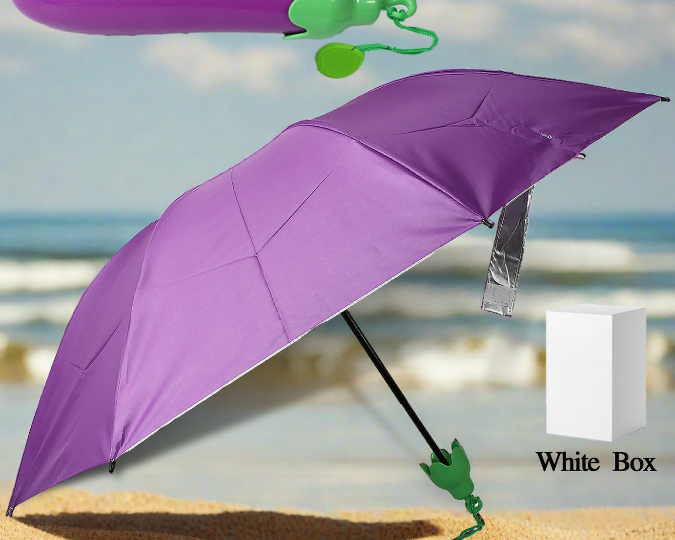 Vegetable shaped Folding Umbrella, Plastic Case Creative Fashion Folding Mini Sun Shade Rain Umbrella, Unique Umbrella, Sun & UV Protection, Cute Design (1 Pc)