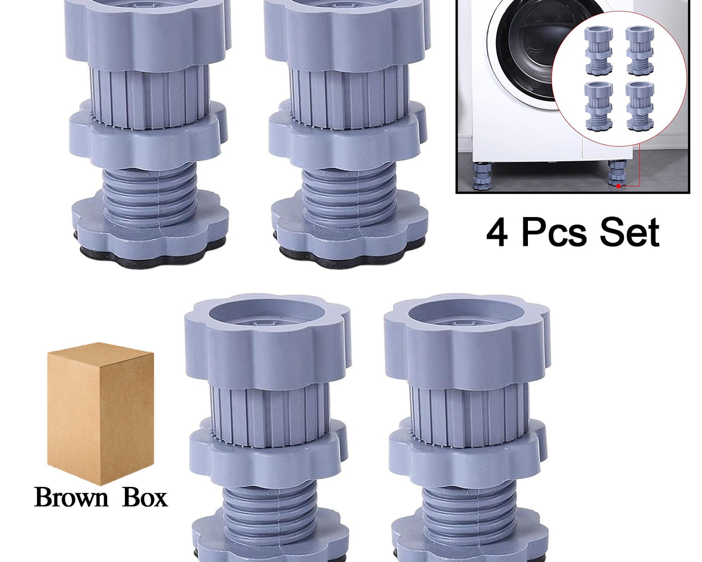 Washing machine support, anti vibration washing machine support adjustable washer anti vibrasion pads, washer & dryer pedestals, Washing Machine Accessory Anti- Skid Pad PVC Lifting Pad Non-Slip ( 4 Pc Set )