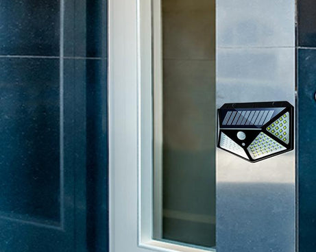 Solar-powered LED security lamp for garden pathways and home use